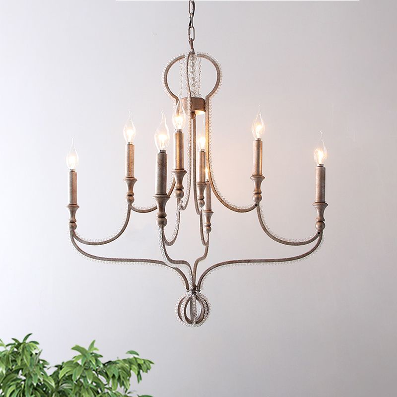 8 lumières Candelabra lustre luminalisme minimalisme vieilli en cristal argenté