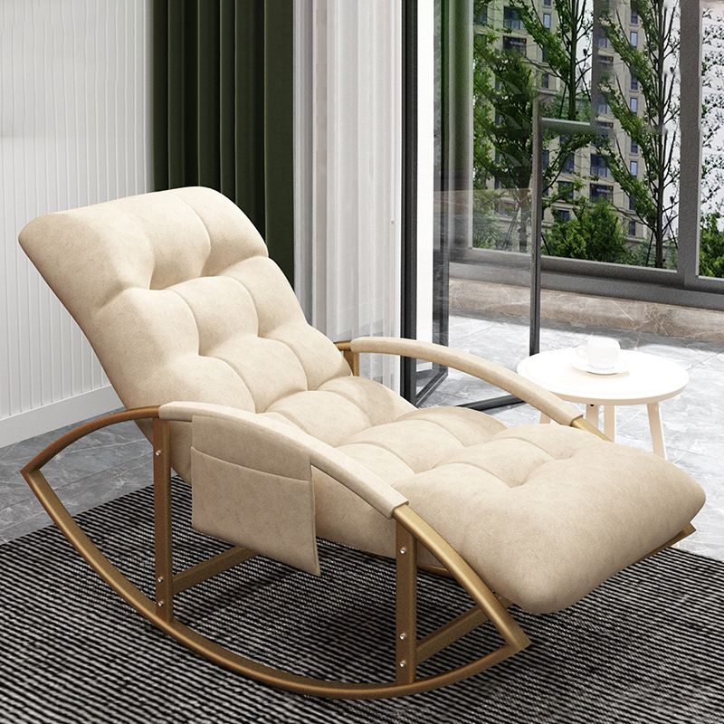 Glam Button-Tufted Rocker Chair Upholstered Rocking Accent Chair