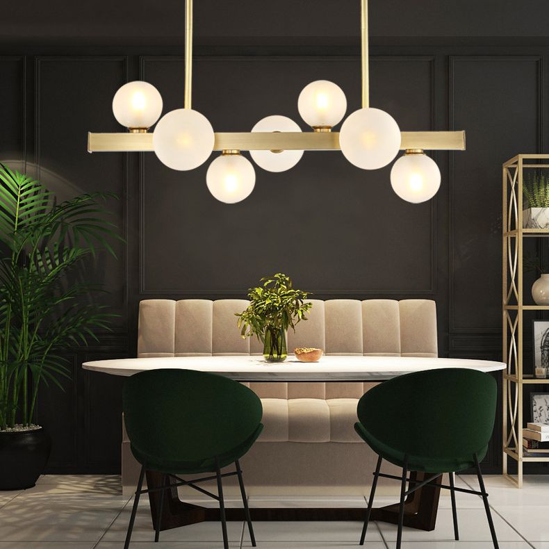 Light de plafond sphérique d'île sphérique d'île Gold linéaire moderne pour table