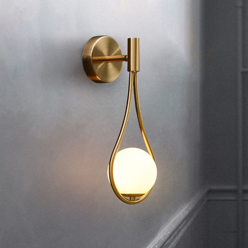 Modern Style Teardrop Sconce Light Fixture Glass Bedroom Wall Mounted Light Fixture