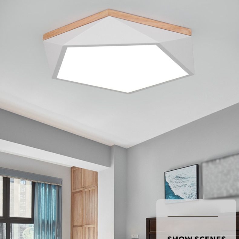 Moderne minimaliste LED géométrique Flush Mount Wrought Iron Ceiling Light with Acrylic Shade