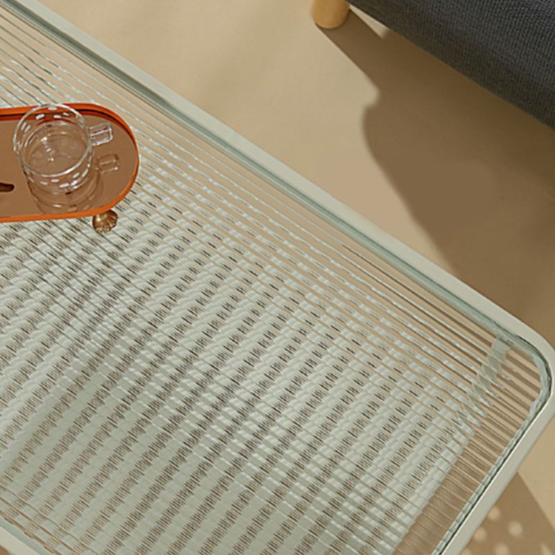 Four Legs Glass Coffee Table Shelf Included Geometric Single Cocktail Table