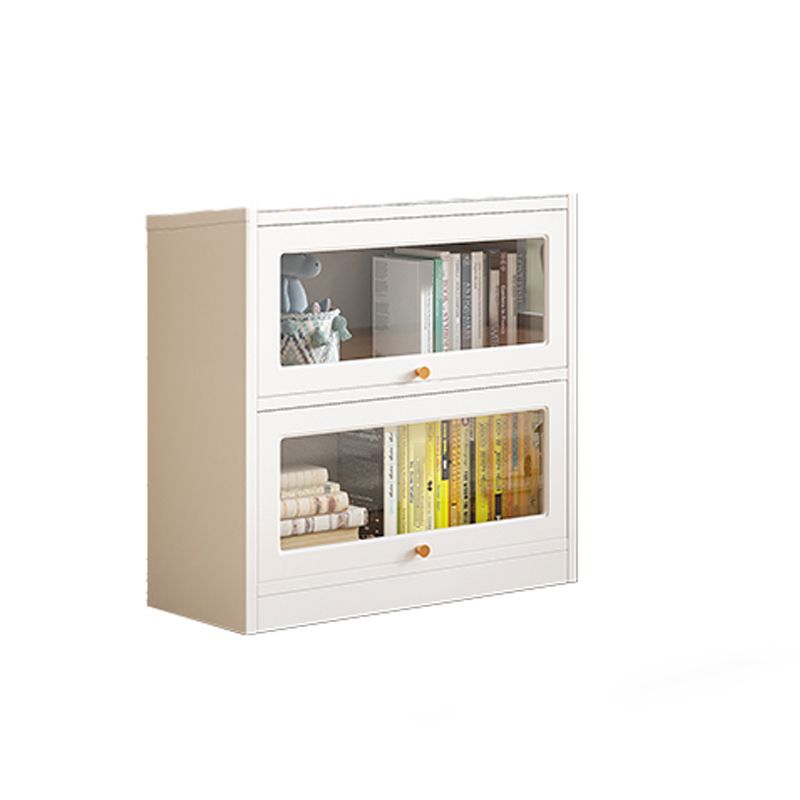 White Bookshelf Contemporary Style Bookcase with Door for Home Office