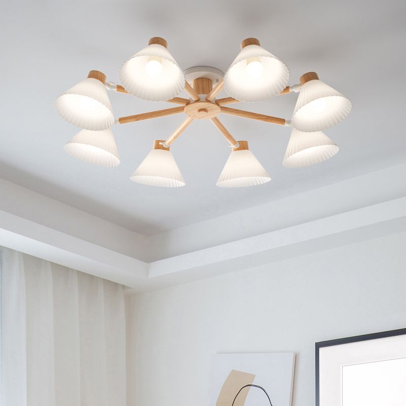 Moderne Einbauleuchten aus Holz, runde Einbaulampe in Braun für das Wohnzimmer