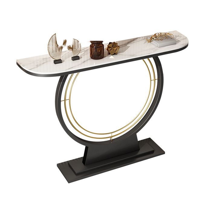 Half Moon Console Accent Table Antique Finish Console Table in Stone
