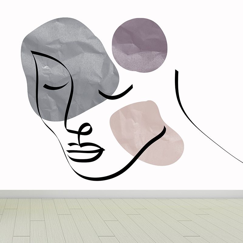 Line Art Mural Wallpaper Environment Friendly Living Room Wall Mural