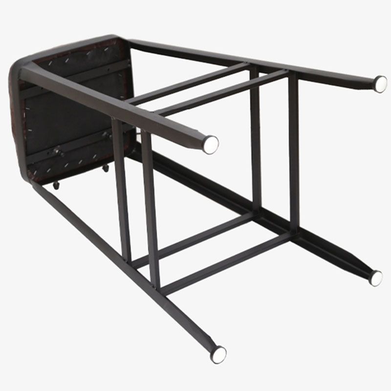 Wooden Square Seat Barstool Industrial Metal Counter Stool with Backrest