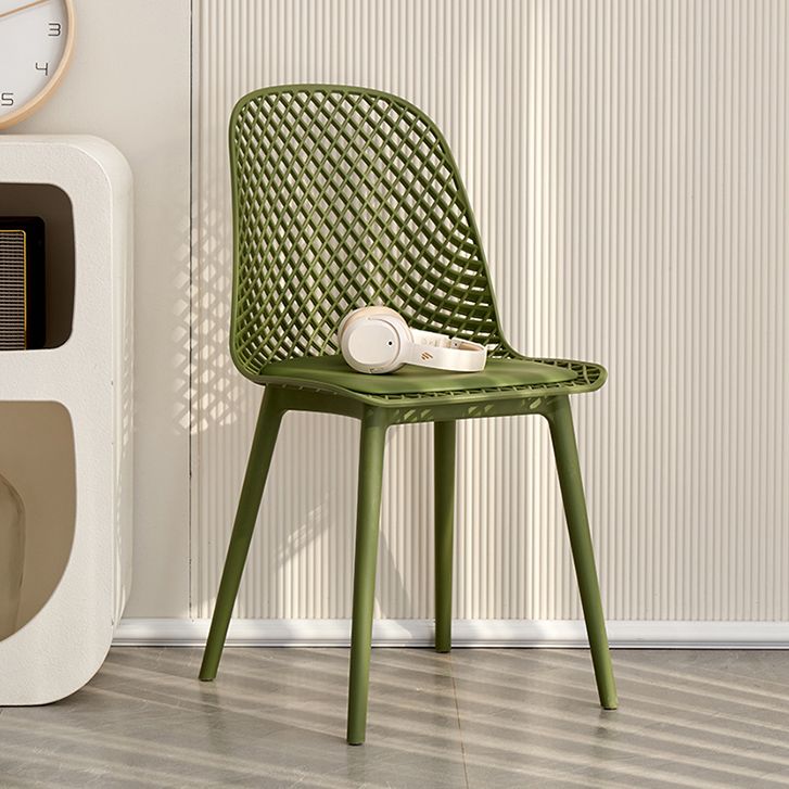 Contemporary Style Dining Chairs Armless Chairs with Plastic Legs for Home