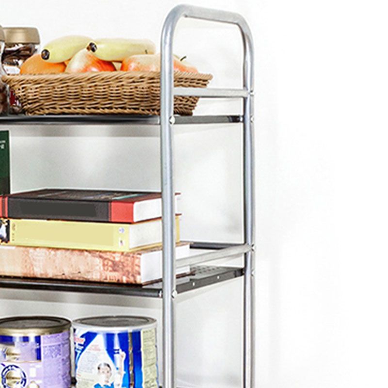 Open Shelves Kitchen Trolley Home Dining Modern Prep Table with Casters