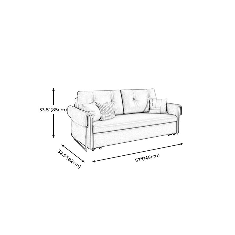 Convertible Flared Arm Faux Leather Settee Couch with Pillows with Storage