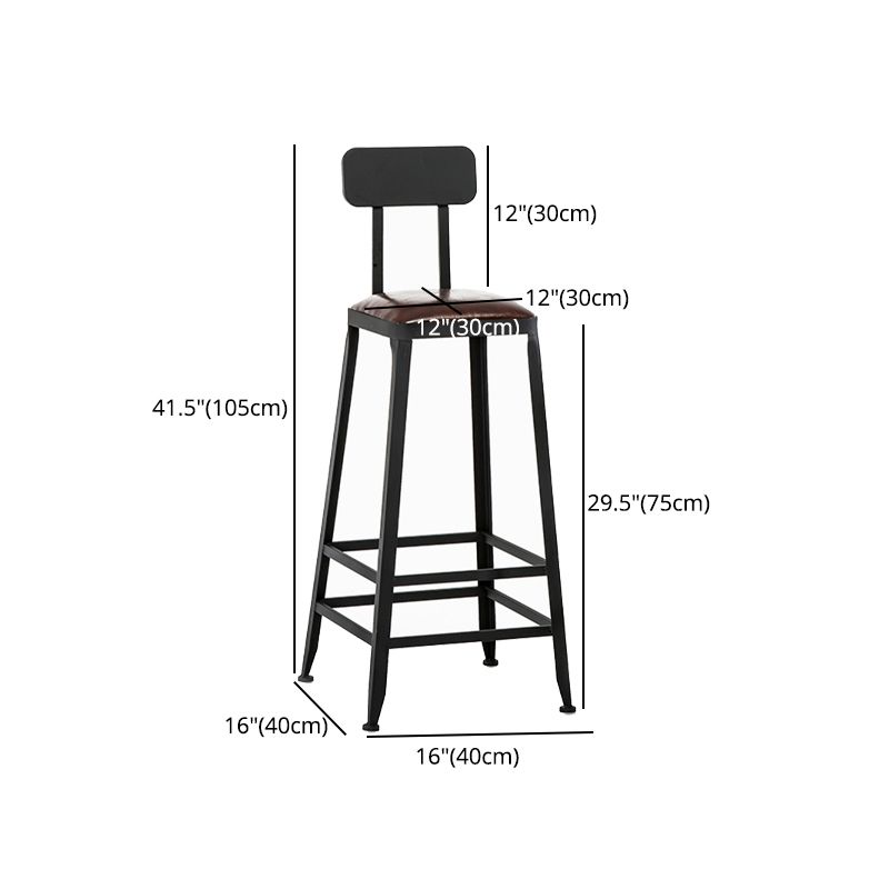 Asiento de cuero cuadrado de estilo industrial con patas de metal Taburete para barra de cocina