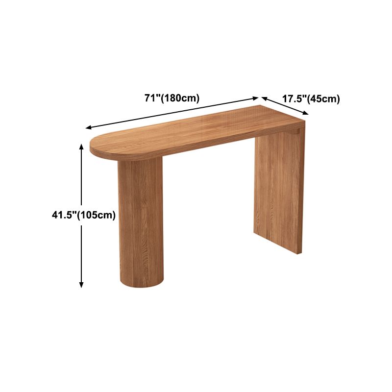 Industrial 41.3"H Bar Table Brown Wood Specialty Top Bistro Table with Double Pedestal