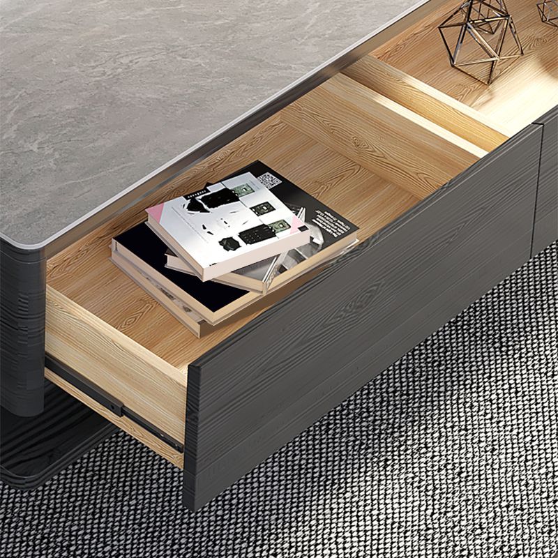 15"H Contemporary Cocktail Table Stone Rectangle Coffee Table