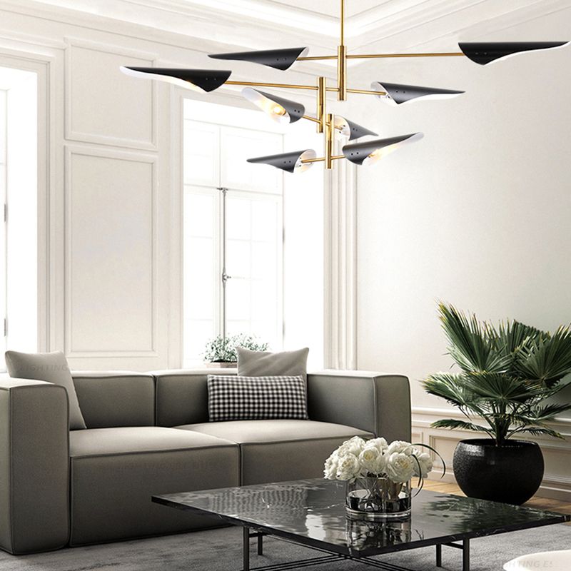 Metalen kroonluchter verlichtingsarmatuur postmoderne kroonluchter hanger licht voor zitkamer