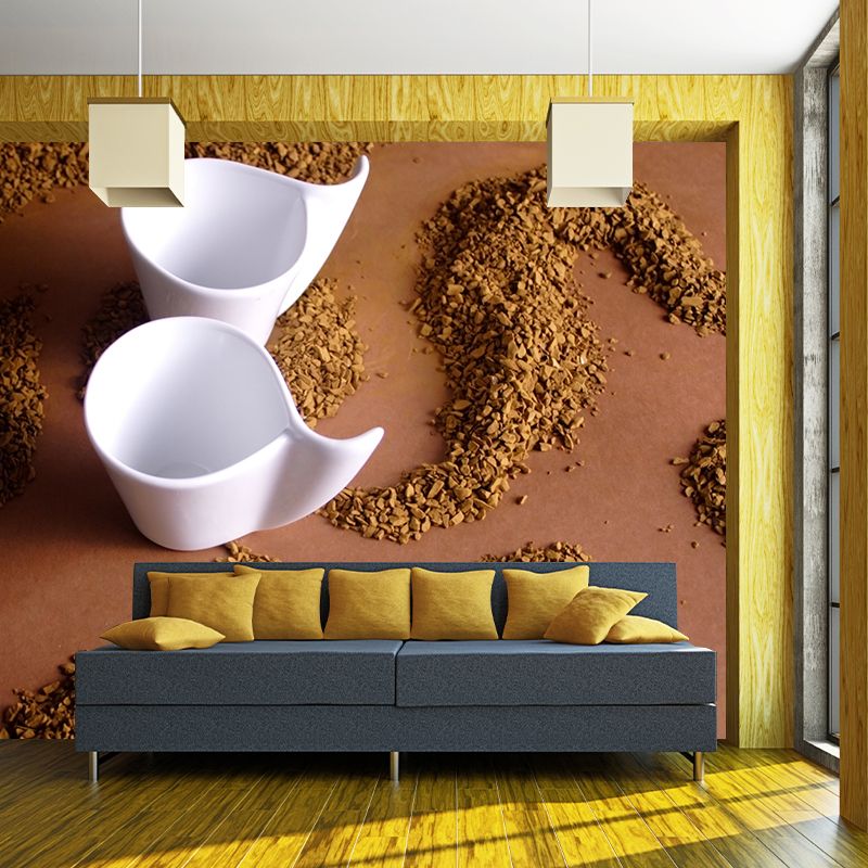 Autocollant Mural de grain de café de couleur Pastel, pour décoration murale de salon moderne