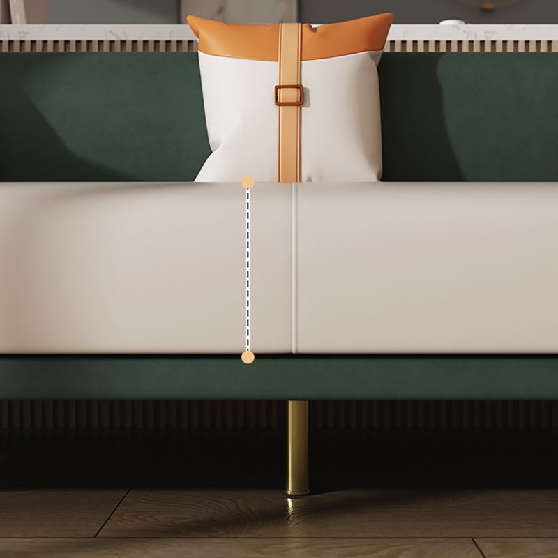 Wooden Square Arms Sofa Pillows Included Back Settee with Metal Legs