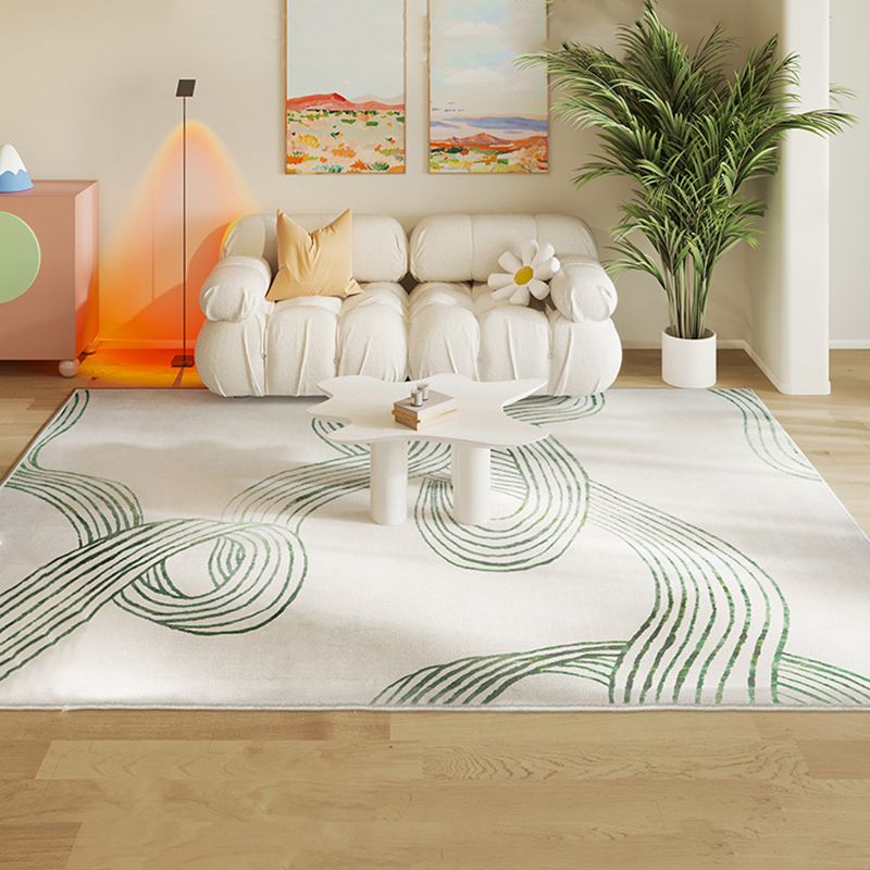 Green Modern Carpet Polyester Graphic Area Carpet Washable Carpet for Home Decor