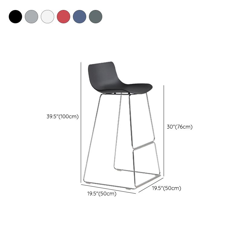 Scandinavian Armless Bar Stool Plastic and Steel Bar Stool for Living Room