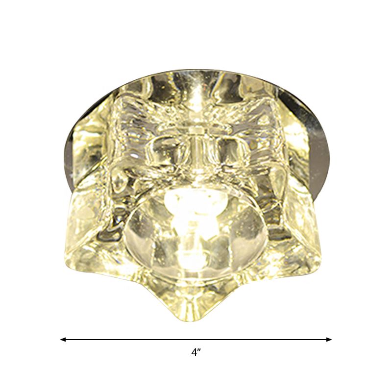 Star-Shape LED Ceiling Fixture Contemporary Clear Crystal Living Room Flushmount Lighting in Warm/White/Multi Color Light