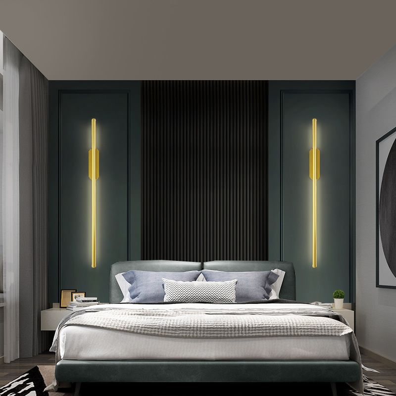 Moderner Stil linearer LED -Wandlampe Metall 1 Lichtwandbeleuchtung in Gold