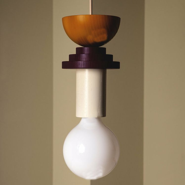 Solid Wood Small Pendant Lamp Macaron Style 1-Light Suspension Light