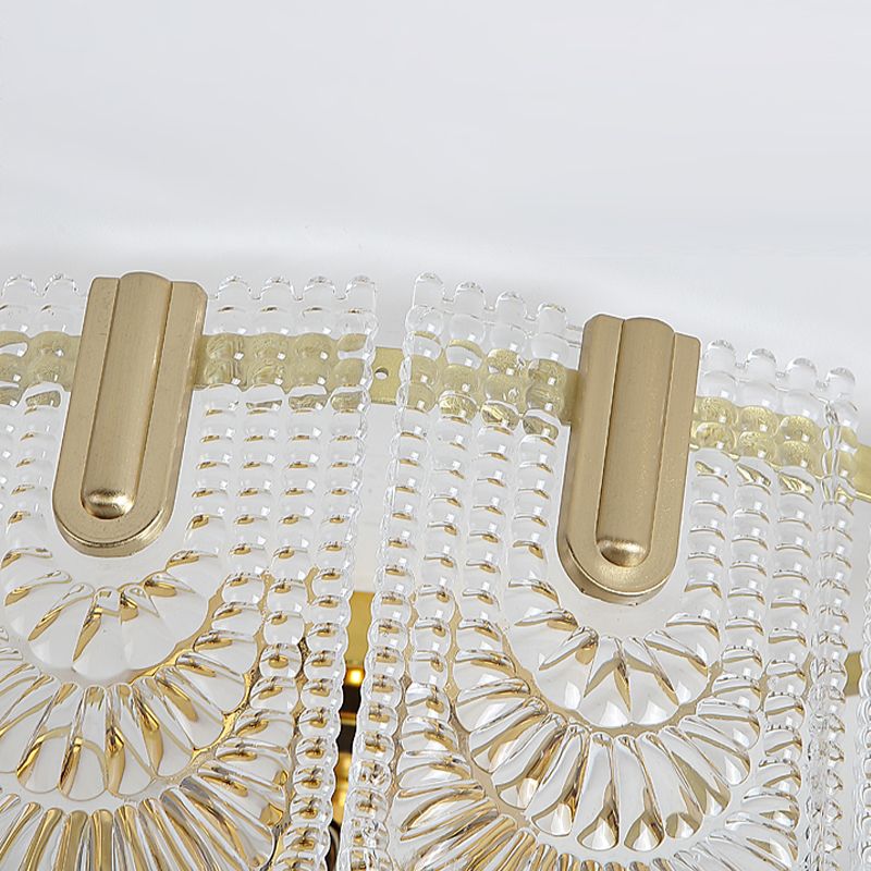 Gold Metal Flush Mount Light Armaturen Traditionele Drum Slaapkamer Flush Plafond Lampen met Glas Shade
