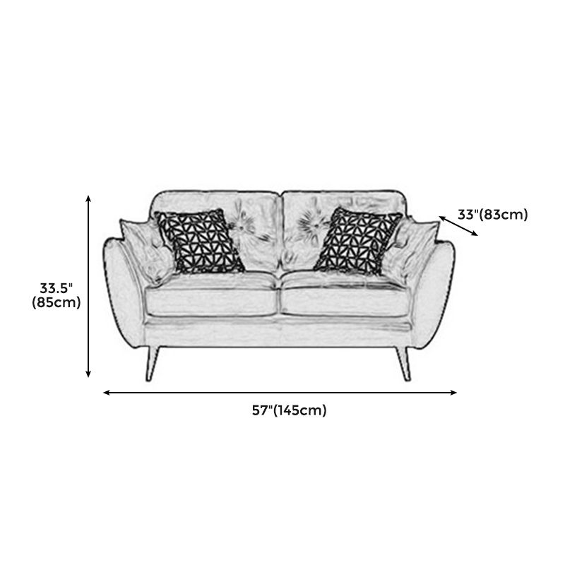33.46" H Faux Leather Flared Arm Sofa with 2 Pillows Tufted Back Sofa