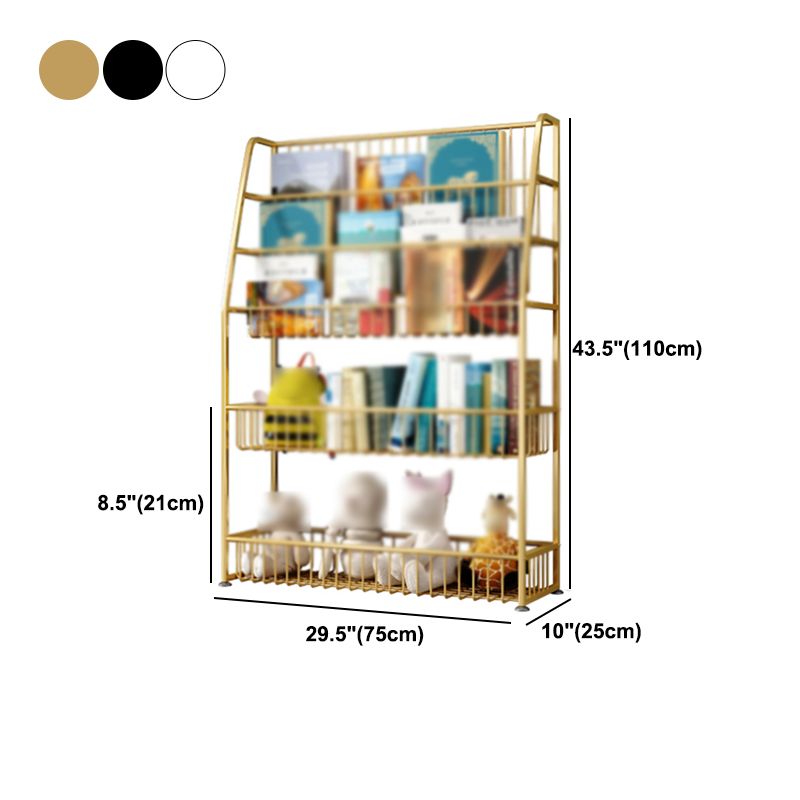 Modern Style Metal Bookshelf Ladder Open Shelf Bookcase for Study Room