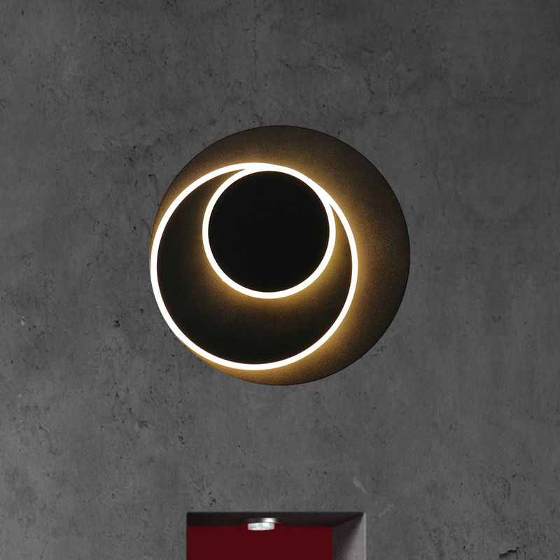Rotatable Round/Square Shaped Wall Sconce Simple Style Metallic Warm/White Lighting LED Black Wall Sconce for Bedside