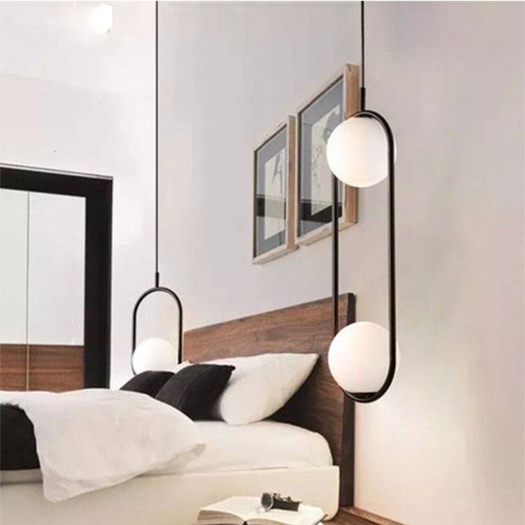 1 luminaires suspendus légers au milieu du siècle moderne en verre blanc suspendu suspendu pour chambre à coucher
