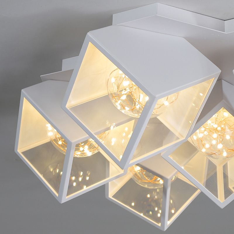 Metallo + acrilico quadrato Shade Starry Sky Design Plafoniera Moderna Semplicità Flush Mount Illuminazione Apparecchio per Soggiorno