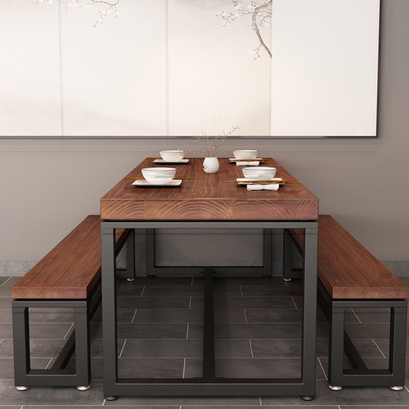 Contemporary 1/3 Pieces Furniture Rectangle Solid Wood Dining Table Set in Brown