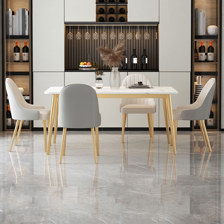 Glam Sintered Stone Dining Room Set Standard Height with 4 Legs Base Dining Furniture