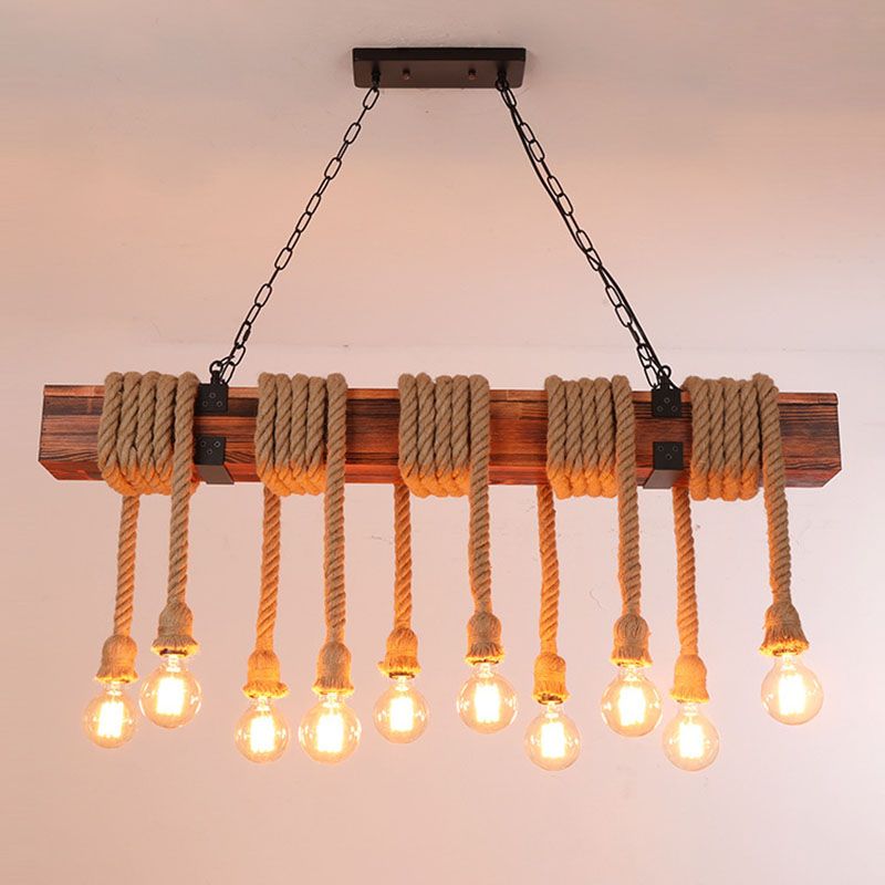 Vintage Hemp Rope Pendant Light American Industrial Style Retro Hanging Lamp
