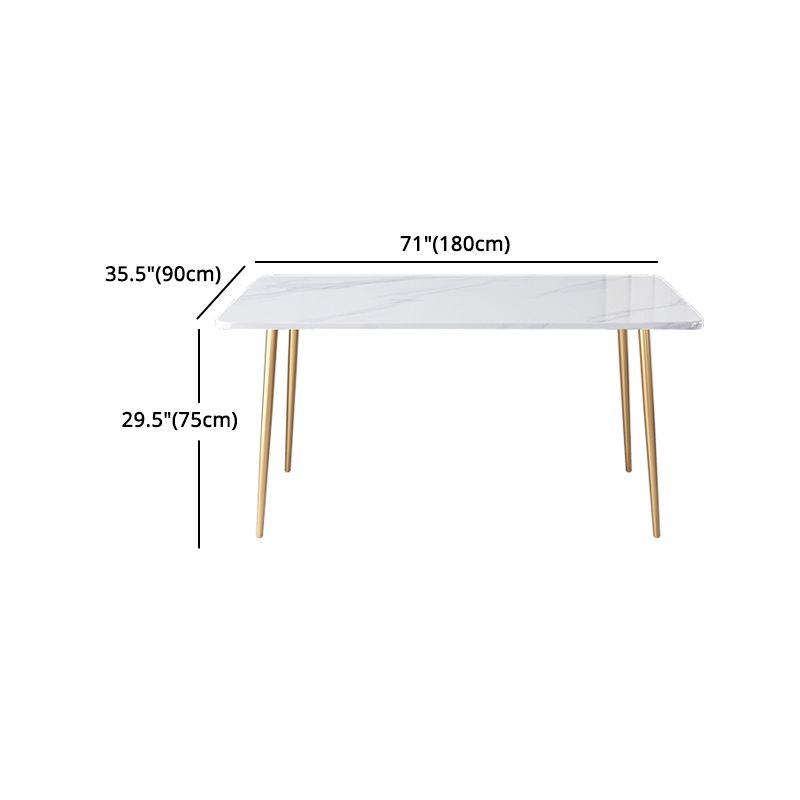 Glam Iron Dining Table Set 1/2/5 Pieces Dinette Set with Rectangle Sintered Stone Top