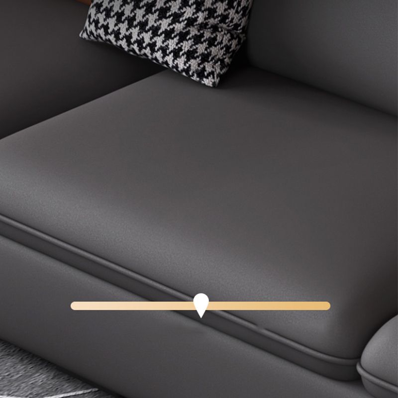 Faux Leather Cushion Back Sectional with Storage for Living Room