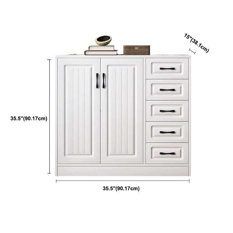 White Storage Chest Modern Style Wooden Storage Chest Dresser with Drawers and Doors