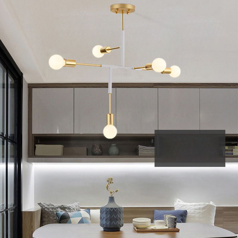 Postmoderne Postmodern Fer and Glass Chandelier Lighttures Restaurage Poulier de suspension