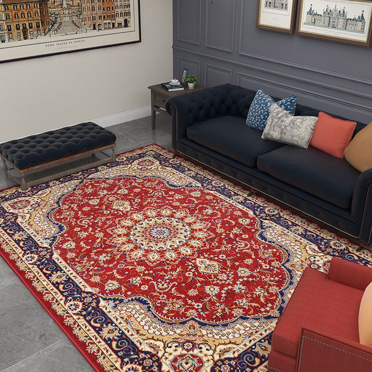 Multicoloe antiek gebied tapijt polyester bloem binnen tapijt anti-slip rugtapijt voor woonkamer