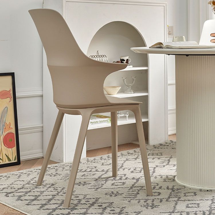 Plastic Side Chair Scandinavian Style Arm Solid Back Chairs for Home