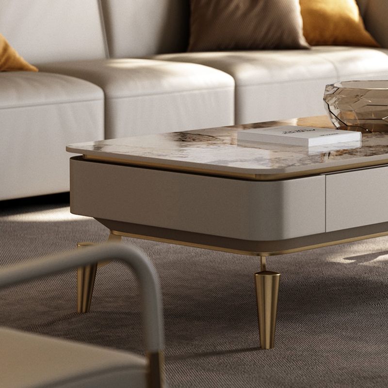 17"H Glam Coffee Table Slate Single Coffee Cocktail Table with Storage