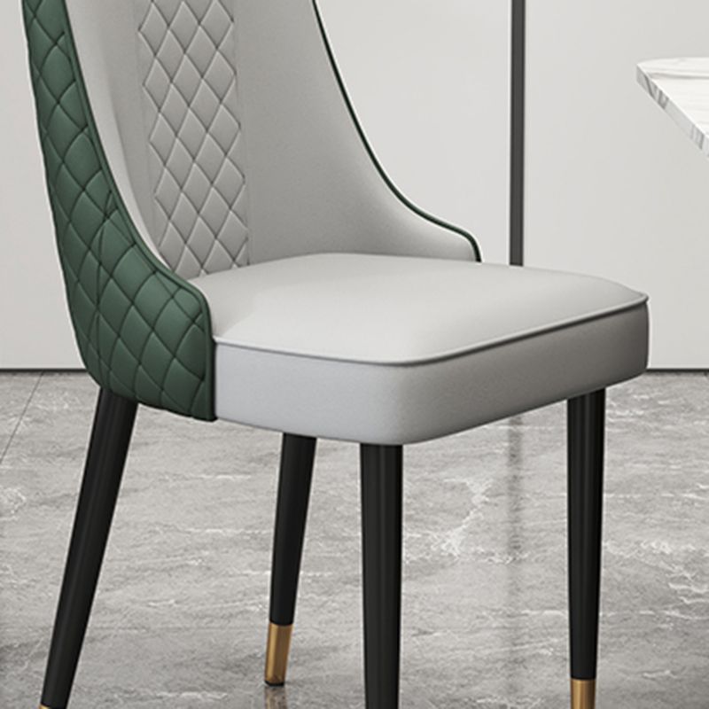 Glam Style Side Chair Leather Parsons Indoor Dining Chair for Living Room
