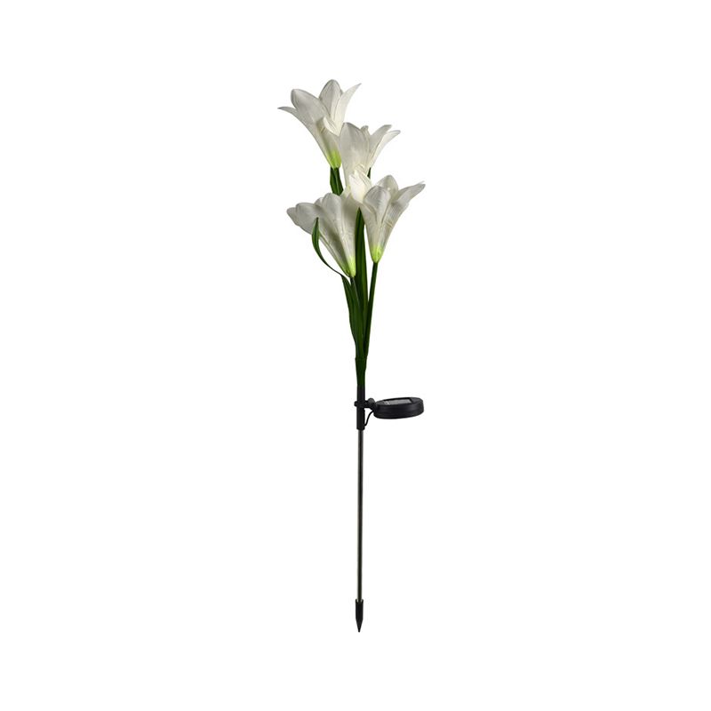 Decorative Artificial Lily Bouquet Solar Ground Lighting Plastic Garden LED Landscape Light, 2 Pcs