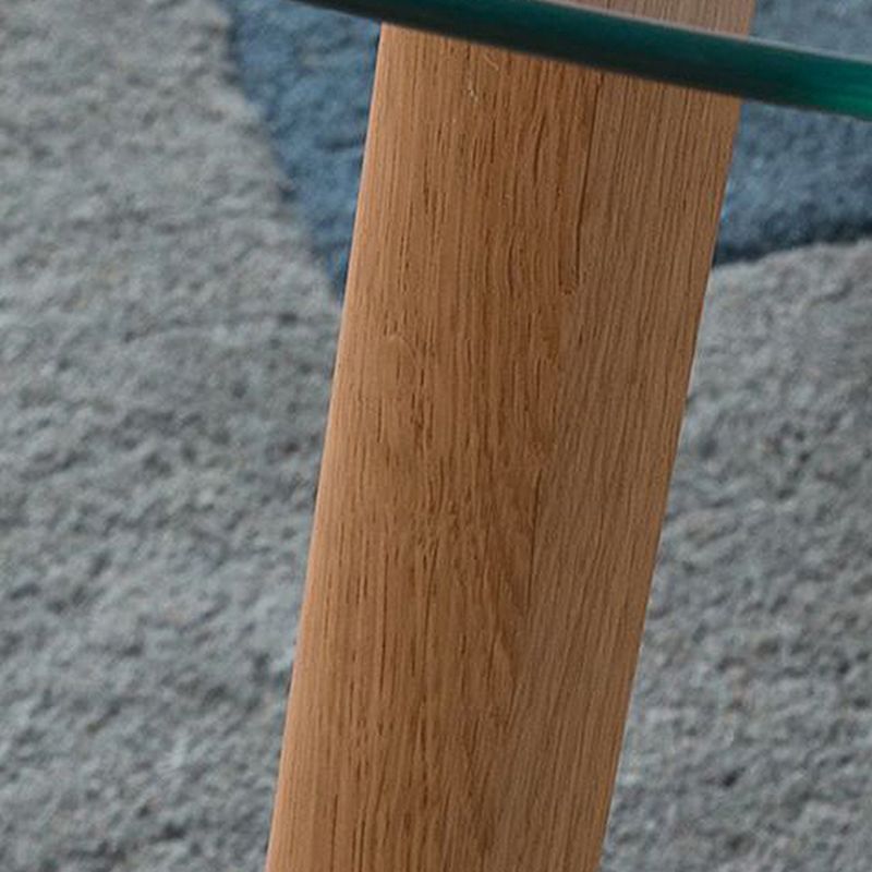 13.7/17.7"H Wooden Base 3 Legs Glass Top Round Coffee Table for Apartment