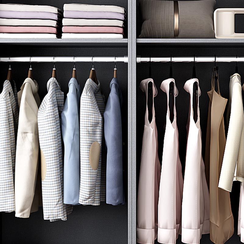 White Modern Armoire Engineered Wood Grand Wardrobe with Drawers and Hanging Rod