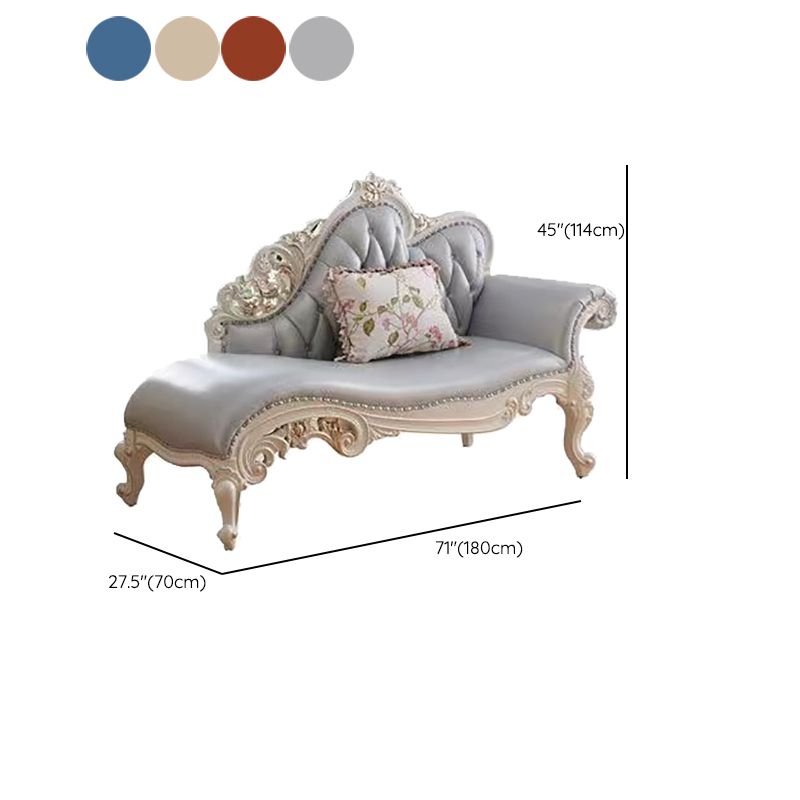 Traditional Genuine Leather Chair One Armed Rolled Arms Accent Chaise