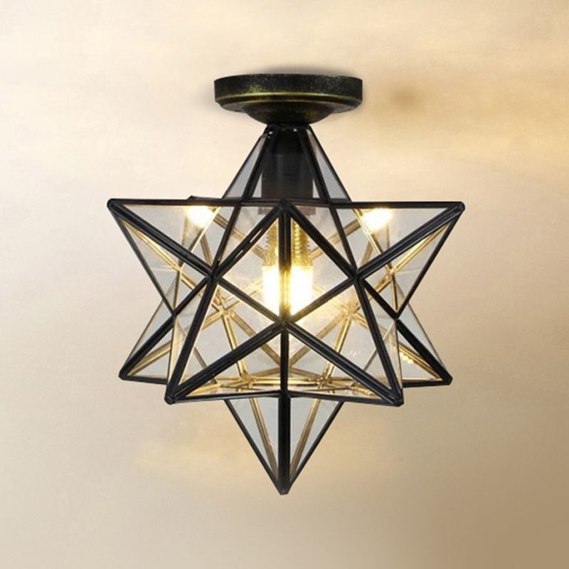 Shaded Aisle Semi Flush Mount Ceiling Light Vintage Glass Semi Flush Ceiling Light