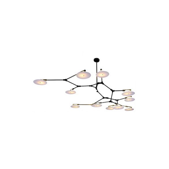5/9/11 Lights Living Room Chandelier Modern Black/Gold Ceiling Lamp with Disc Acrylic Shade