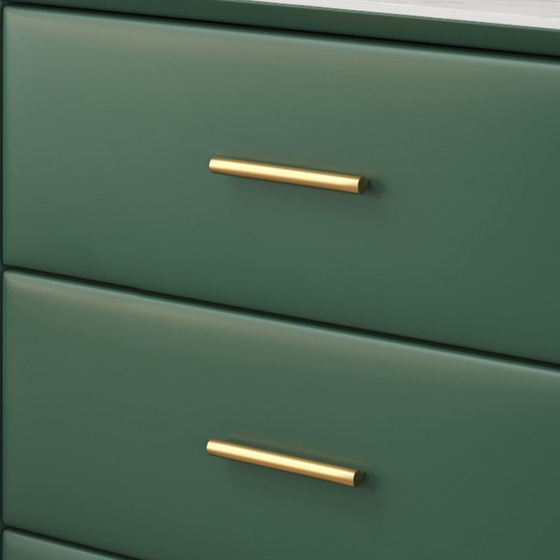 Genuine Leather Vanity Table in Green Luxurious Stone Top Makeup Desk