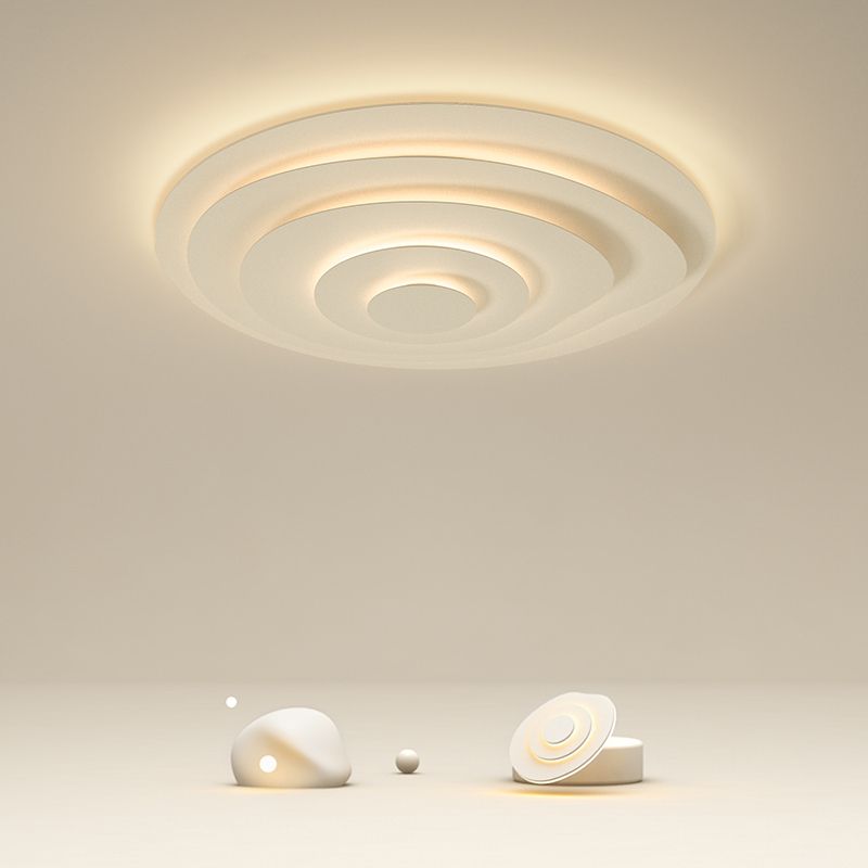 Plafonnier LED circulaire blanc en fer laqué de simplicité moderne avec abat-jour en acrylique